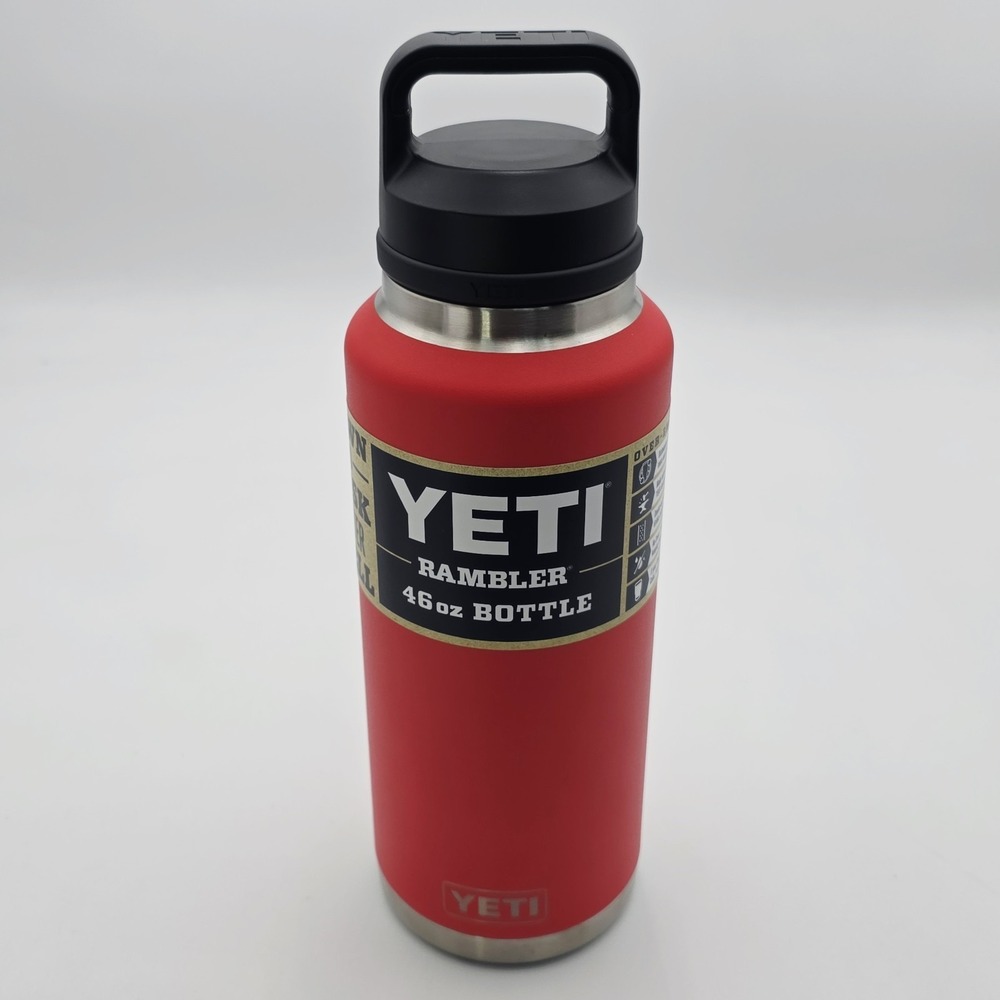 YETI Rambler 46 Oz. Bottle With Chug Cap - Rescue Red New